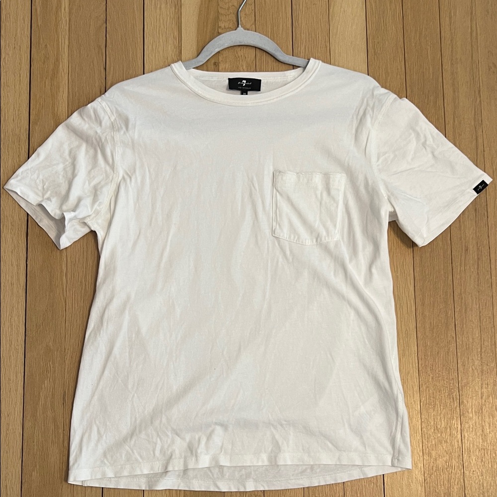 7 For All Mankind White Short Sleeve Pocket Tee
